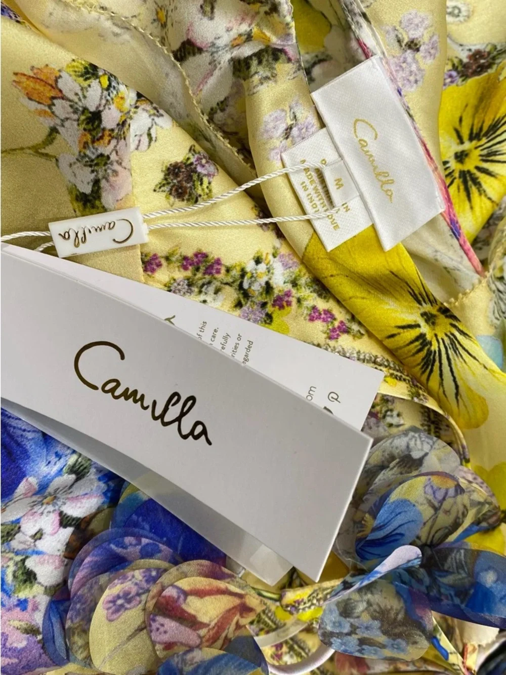 Camilla Yellow Floral V-Neck Maxi Dress with Multicolor Print - Picture 10 of 11